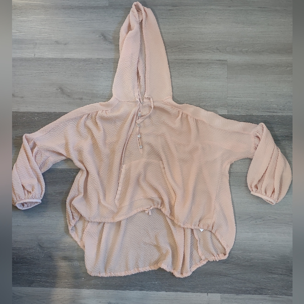 Silence + Noise Oversized Waffle Sheer Hoodie